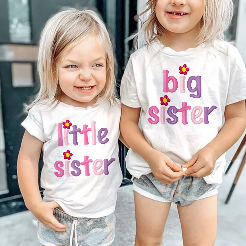 Camisetas a juego de hermanas – Manga corta blanca para niñas