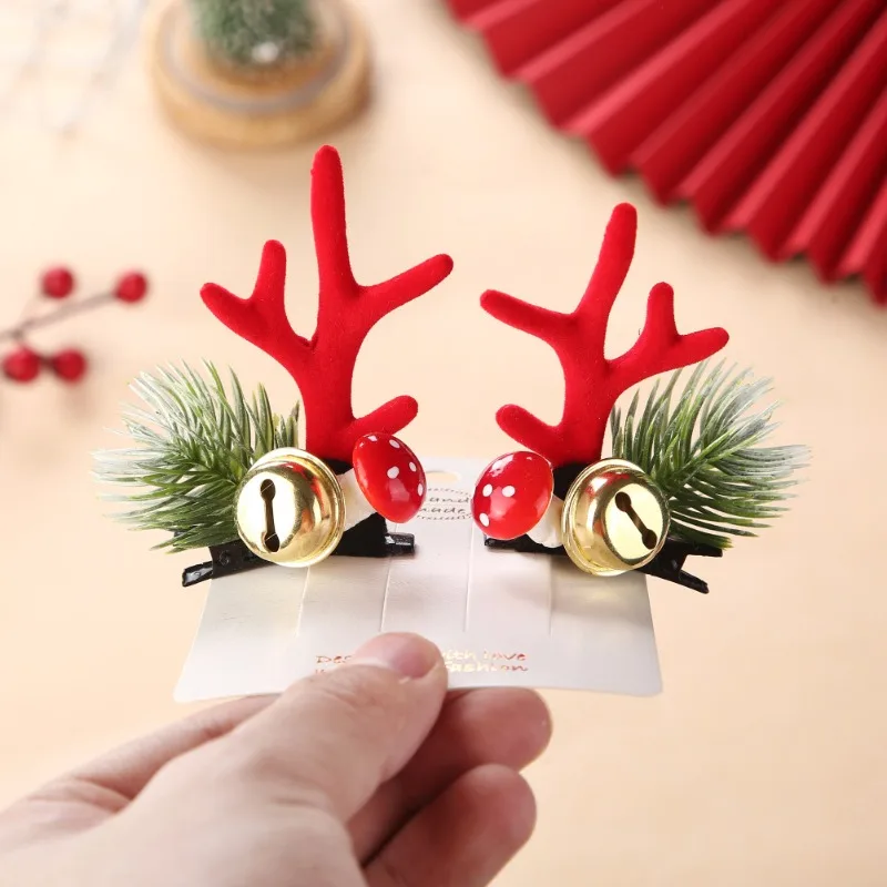 Horquillas navideñas con astas de reno para niñas – pinza cabello - imagen 3