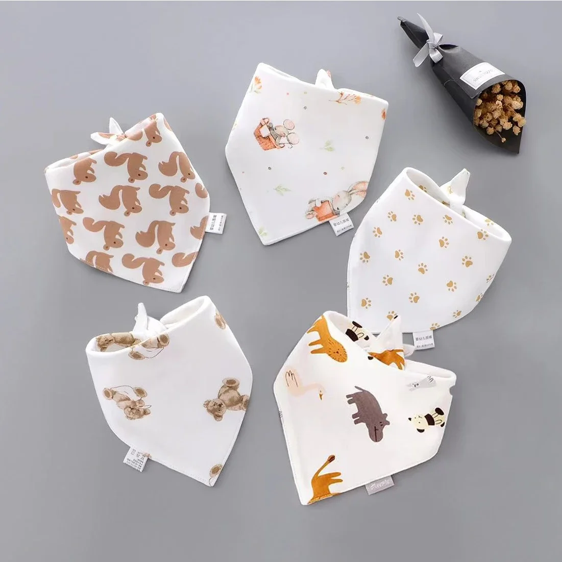 Baberos bandana de algodón con estampado para bebé - imagen 4