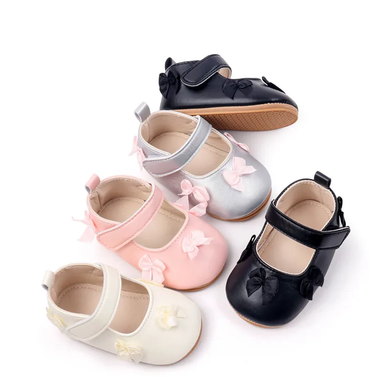 Zapatos de princesa para bebé niña con lazo y suela antideslizante