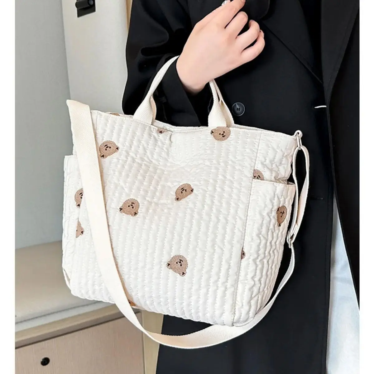 Bolso de pañales bandolera bordado grande para mamá y bebé viaje - imagen 3