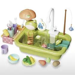 Cocina infantil con fregadero eléctrico y agua circulante, simulación