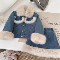 MILANCEL conjunto otoño niña chaqueta vaquera y falda para diario