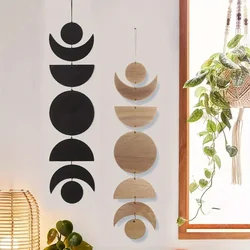 Colgante de pared de madera con forma de Luna estilo bohemio