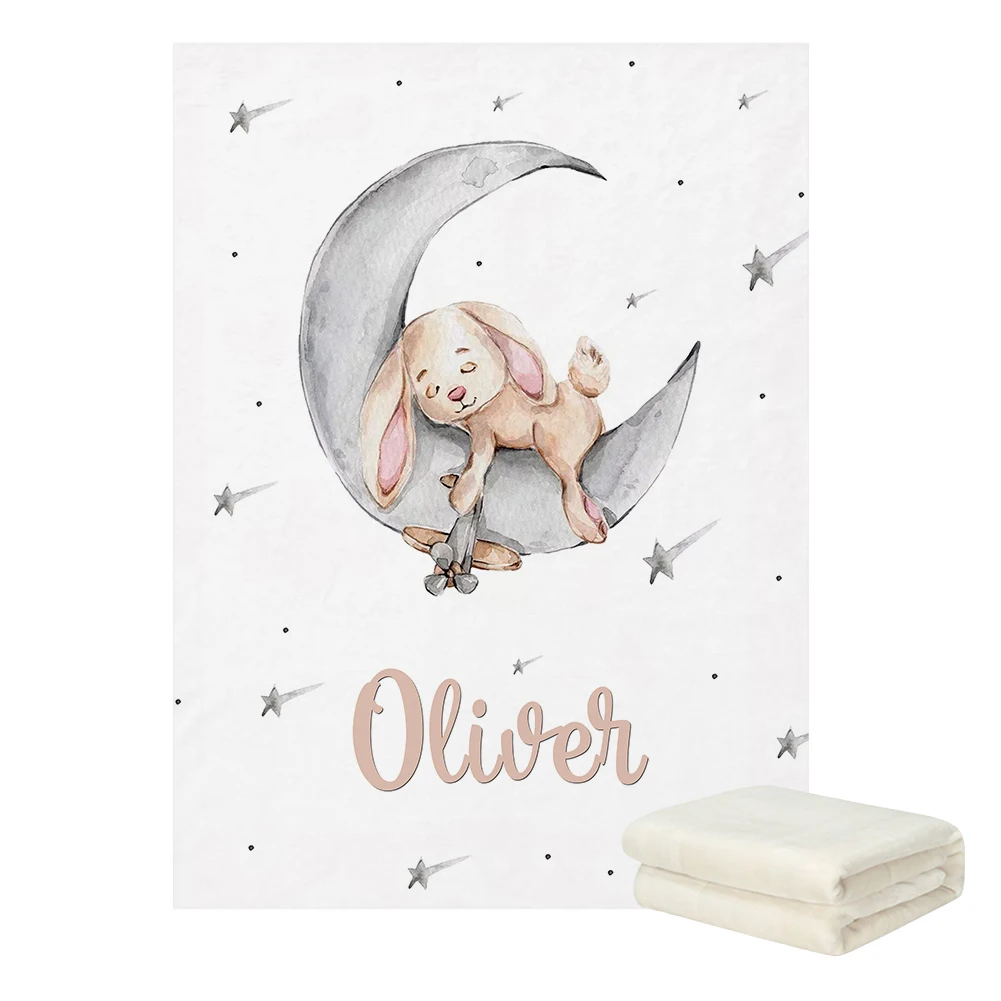 LVYZIHO Sábanas de Cuna Personalizadas con Nombre – Conejito - imagen 4
