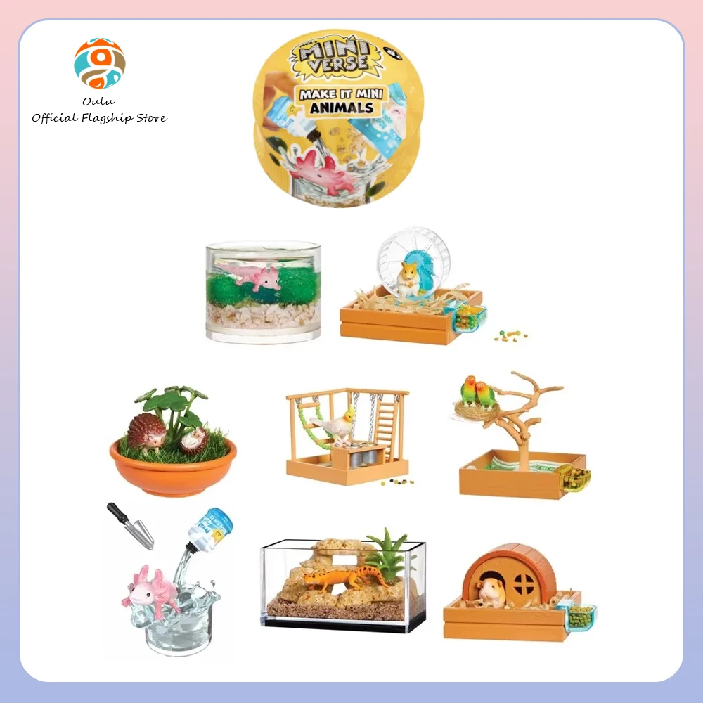 Miniuniverso caja misteriosa con figuras artesanales de animales