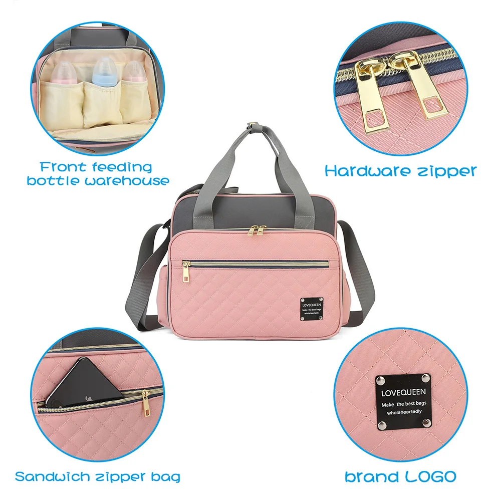 Bolsa de pañales impermeable tipo mensajero de gran capacidad - imagen 5