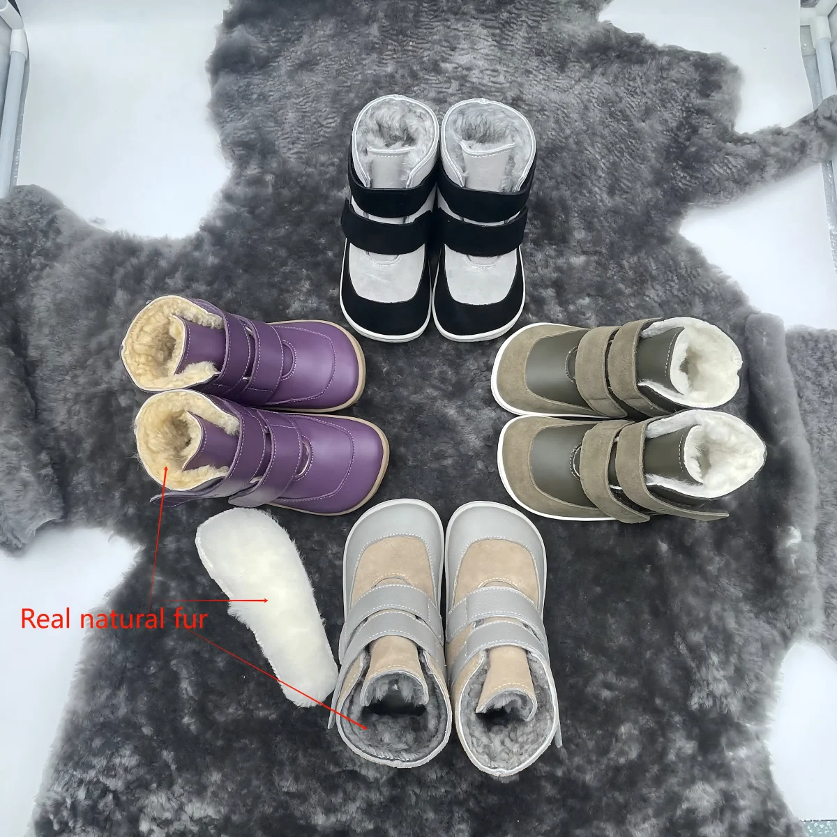 TipsieToes Botas de cuero genuino con forro piel para bebé - imagen 4
