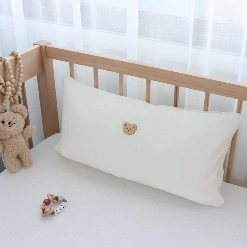 Almohada bebé recién nacido algodón waffel bordado oso estrella para cuna
