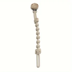 Cadena de chupete de silicona y madera de haya con clip suave