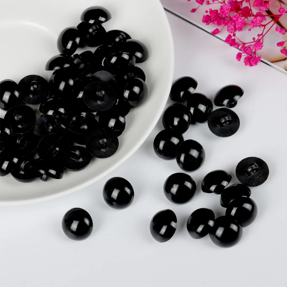 Ojos de botón negros de plástico para peluche y marioneta - imagen 4