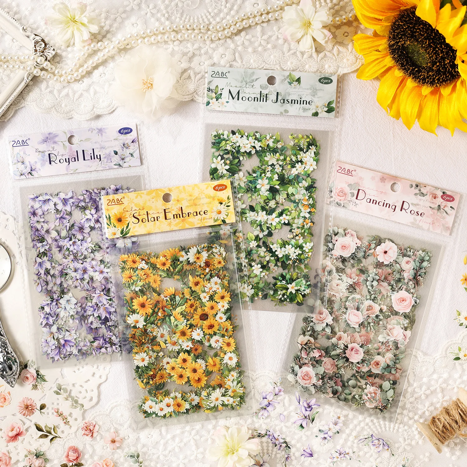 Pegatinas florales PET estilo INS para cuadernos y scrapbooking - imagen 4
