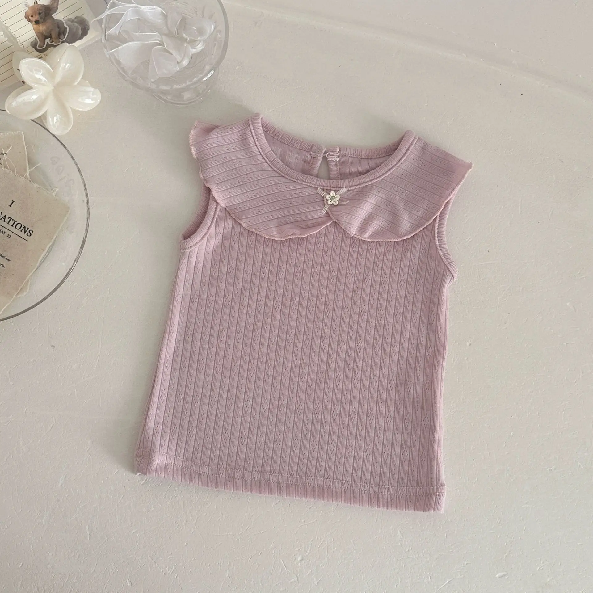 Conjunto de verano bebé niña falda pantalón floral rosa sin mangas - imagen 4