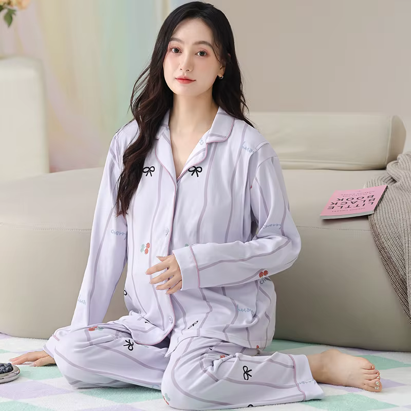 Pijama premamá y posparto de manga larga con almohadillas - imagen 5