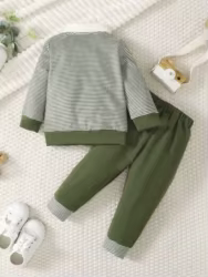 Conjunto bebé de manga larga a rayas con lazo – Primavera 0-3 años