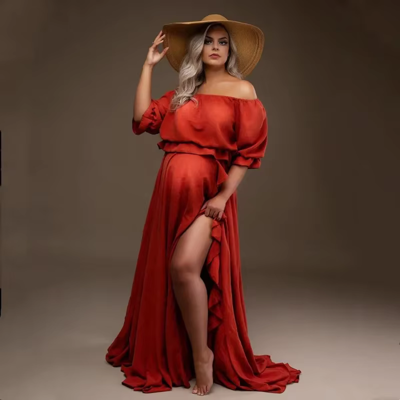 Vestido premamá de algodón para sesión de fotos y celebraciones - imagen 2