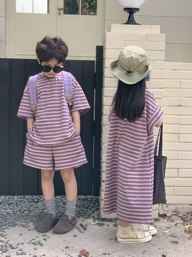 Milangel Conjunto Verano Rayas para Niños - Camiseta y Pantalón Corto - imagen 5