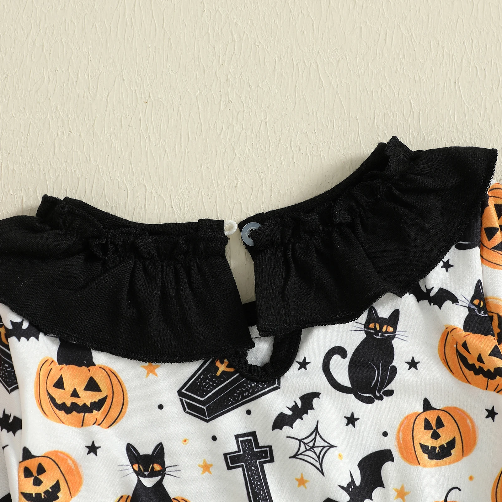 Tregren Vestido Halloween niña estampado gato calabaza volantes