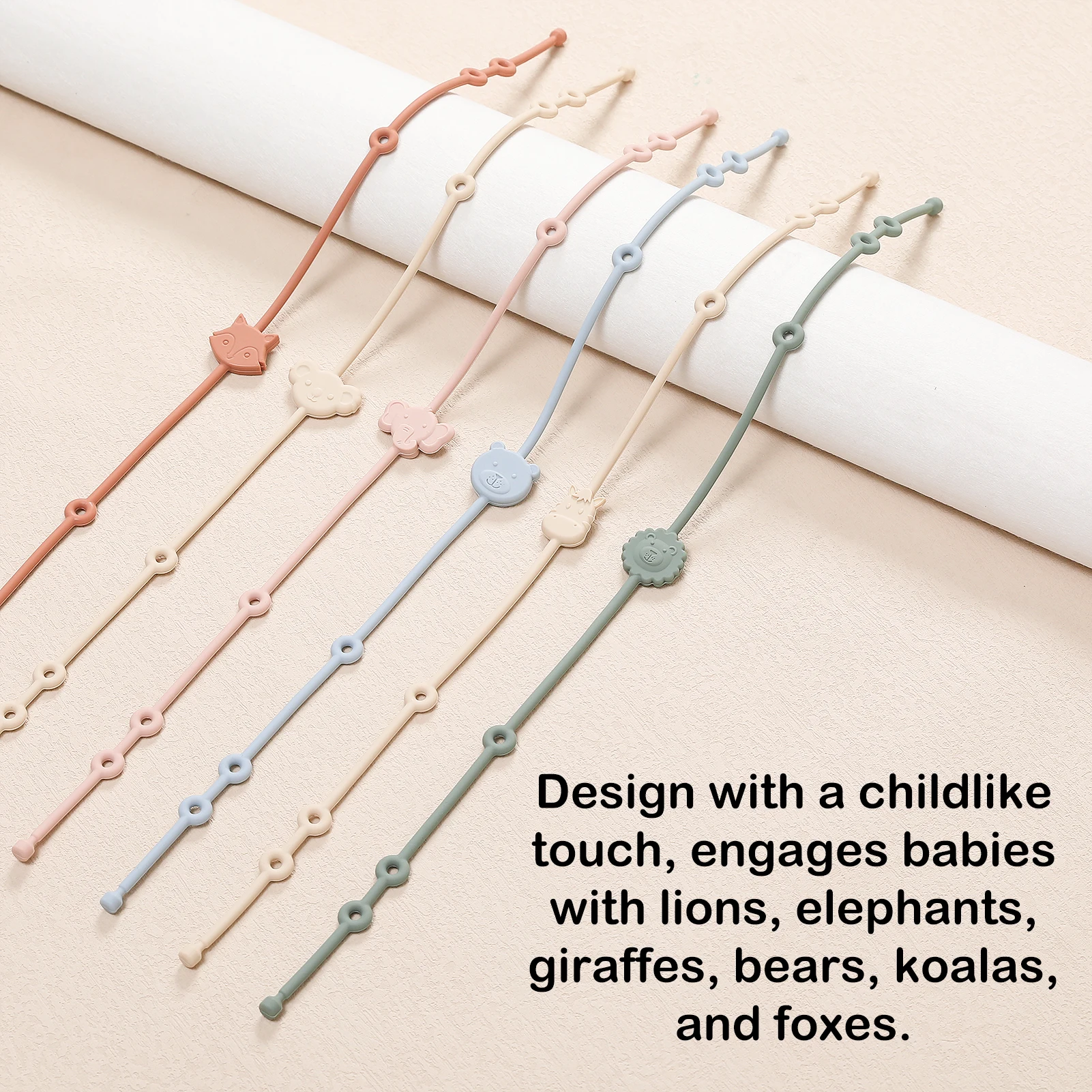 Cadena portachupete ajustable de silicona con forma de animal para bebé - imagen 5