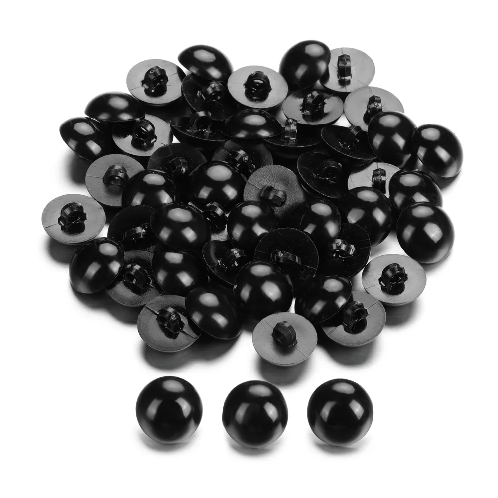 Ojos de botón negros de plástico para peluche y marioneta
