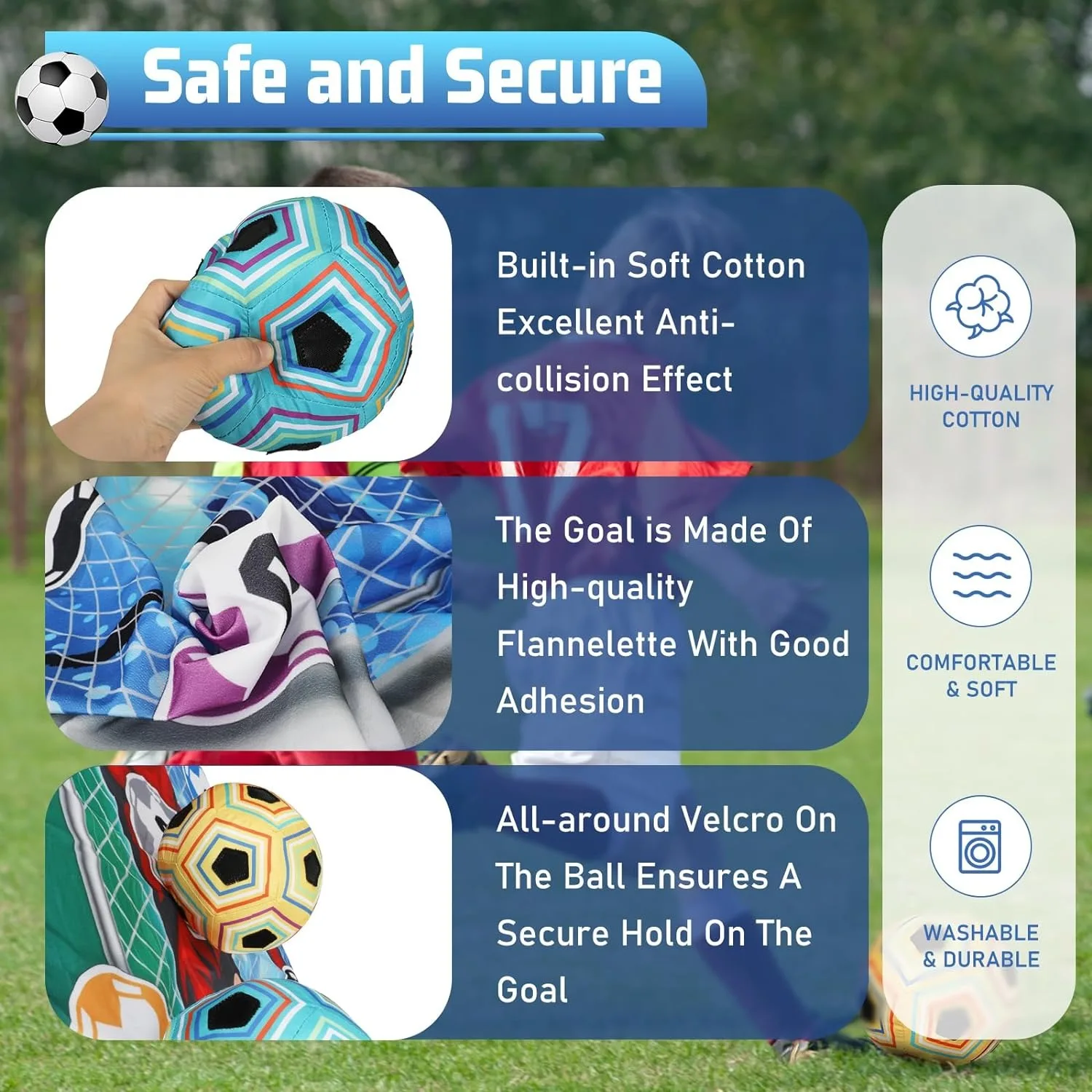 Set de fútbol para niños: balón Velcro y portería plegable infantil - imagen 2