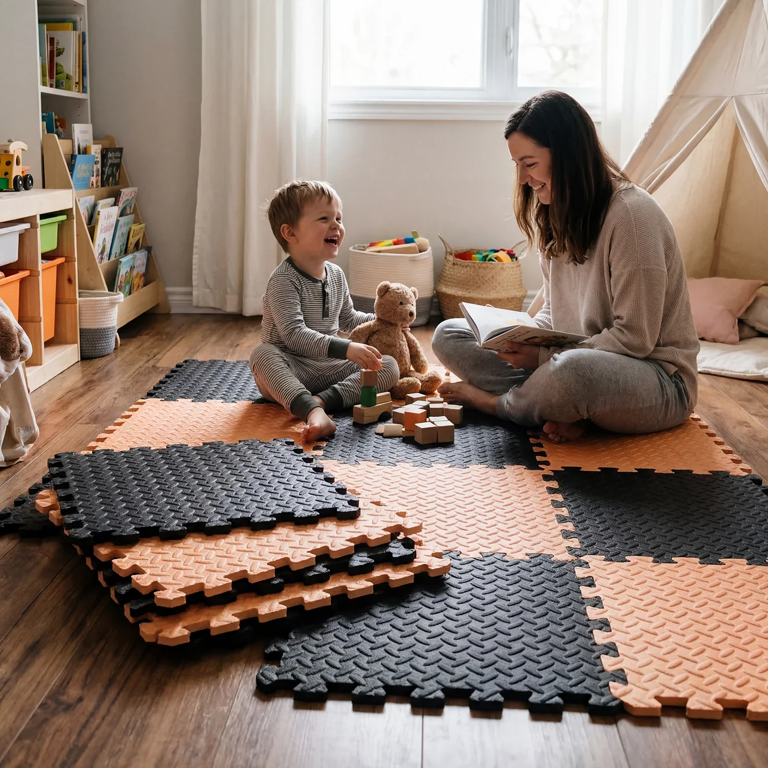 Alfombra de juego de EVA para bebés, antideslizante y acolchada - imagen 4