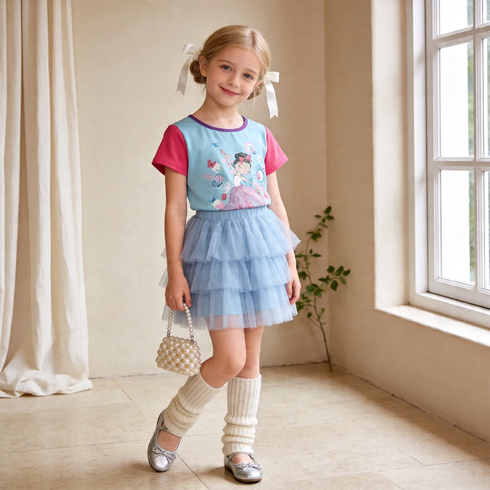 DXTON camiseta manga corta niña algodón mariposa elfo bailando - imagen 3