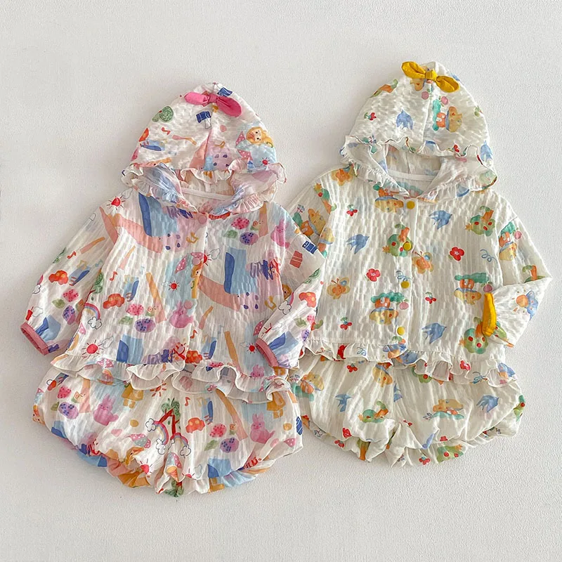 Conjunto de verano para niña: sudadera con dibujos y bermudas holgadas - imagen 5