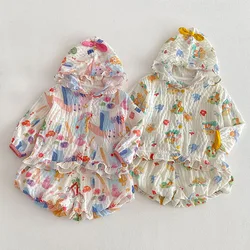 MILANCEL conjunto de verano para niñas con suéter estampado y pantalón corto