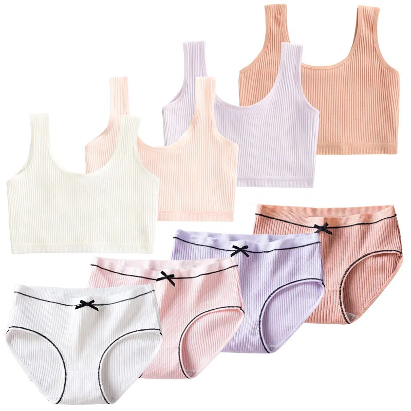 Conjunto de bragas y sujetador de algodón para niñas adolescentes