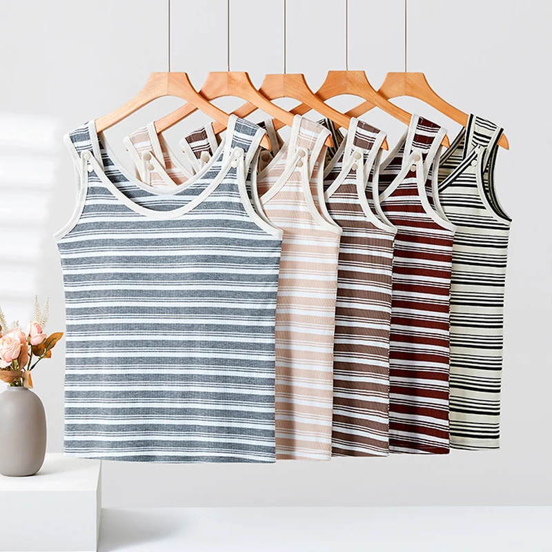 Camiseta de lactancia sin mangas a rayas con espalda cruzada - imagen 5
