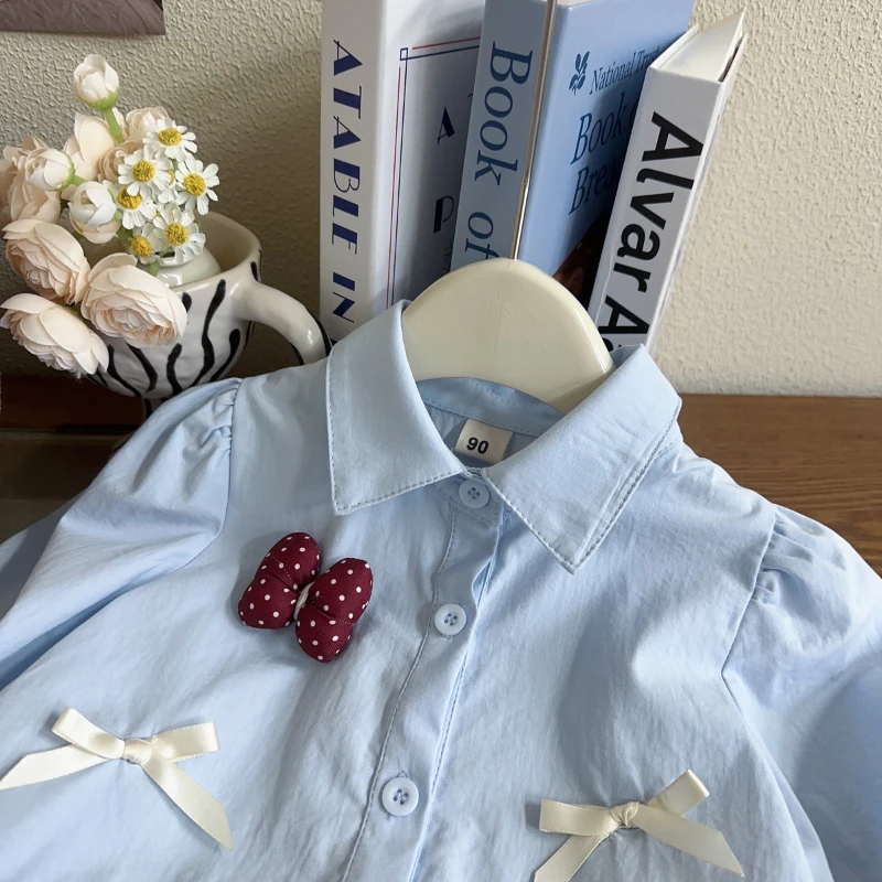 Vestido de niña de otoño con manga larga y lazo - imagen 2