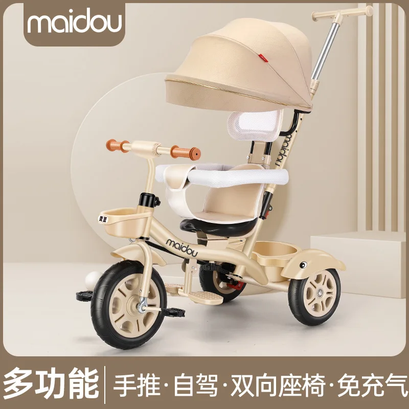 Triciclo convertible en cochecito para bebé y bici de paseo