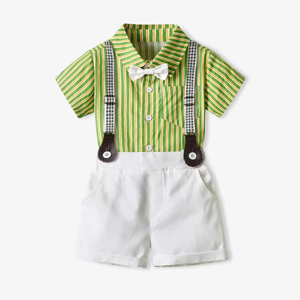 Conjunto veraniego para niños: camisa a rayas y pantalón con tirantes - imagen 4