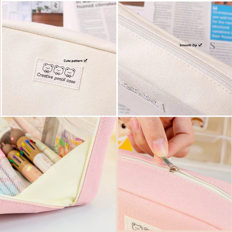 Detalle de los bolsillos elásticos internos del estuche