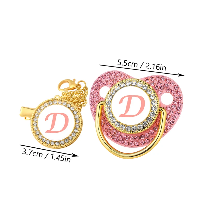 Chupete con diseño de circones brillantes en tonalidad rosa