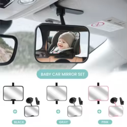 Espejo para coche de bebé inastillable con clip o ventosa