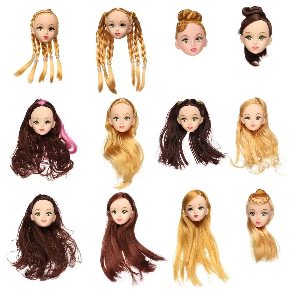 Cabeza BJD con pelo negro y marrón dorado para muñecas antiguas - imagen 5