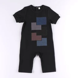 Mameluco vaquero negro para bebé – Manga corta verano