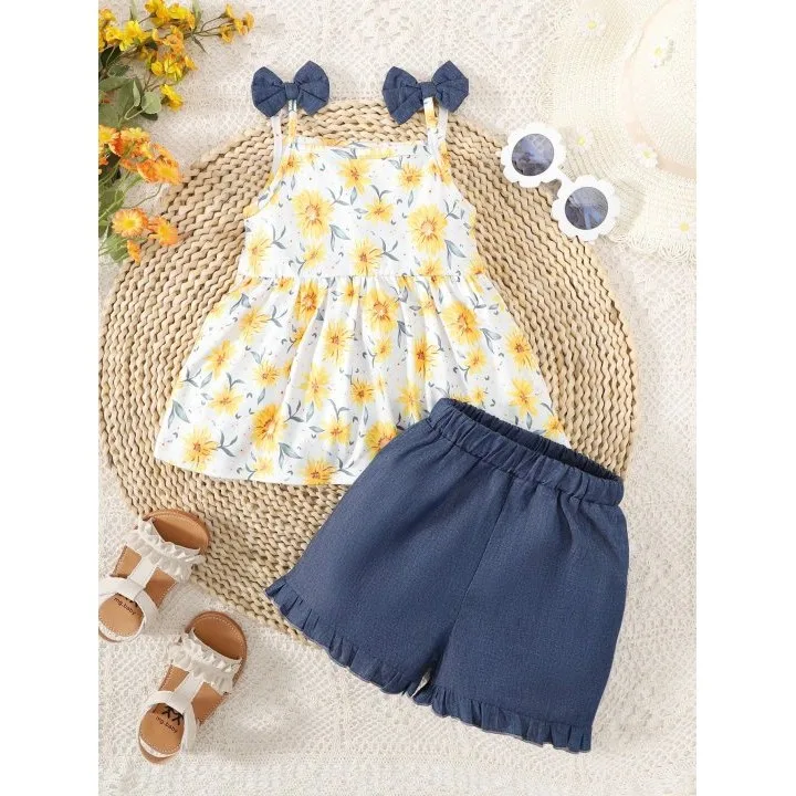 Conjunto floral infantil verano