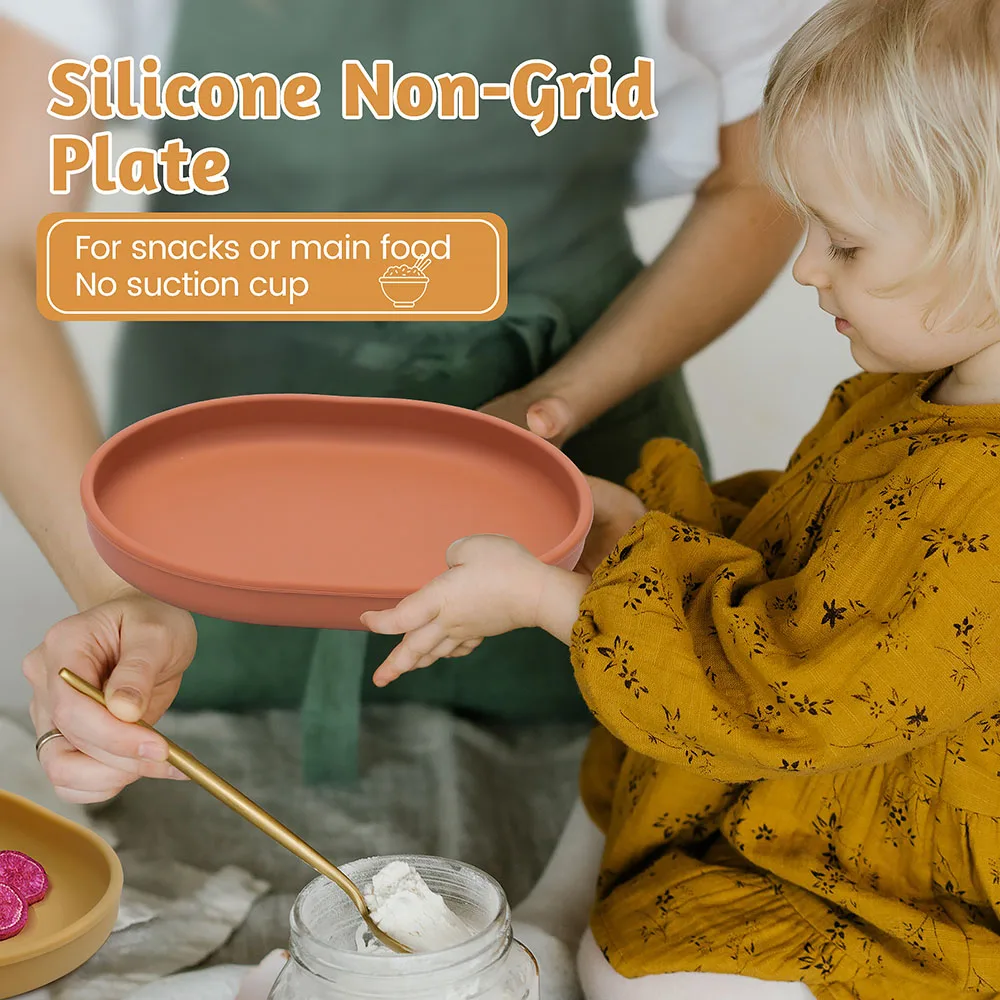 Plato antivuelco de siliconapara bebés – Diseño colorido