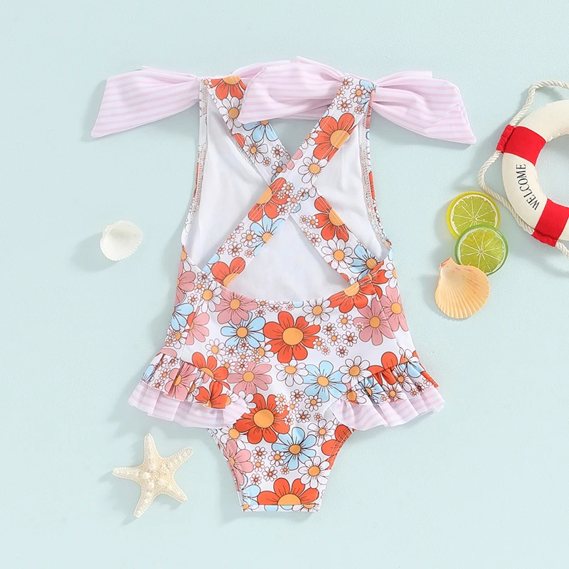 Monokini sin mangas con volantes
