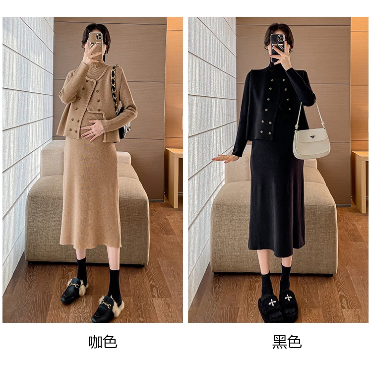 Look completo con suéter y vestido