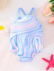 Bañador de una pieza con tirantes para niñas pequeñas de verano