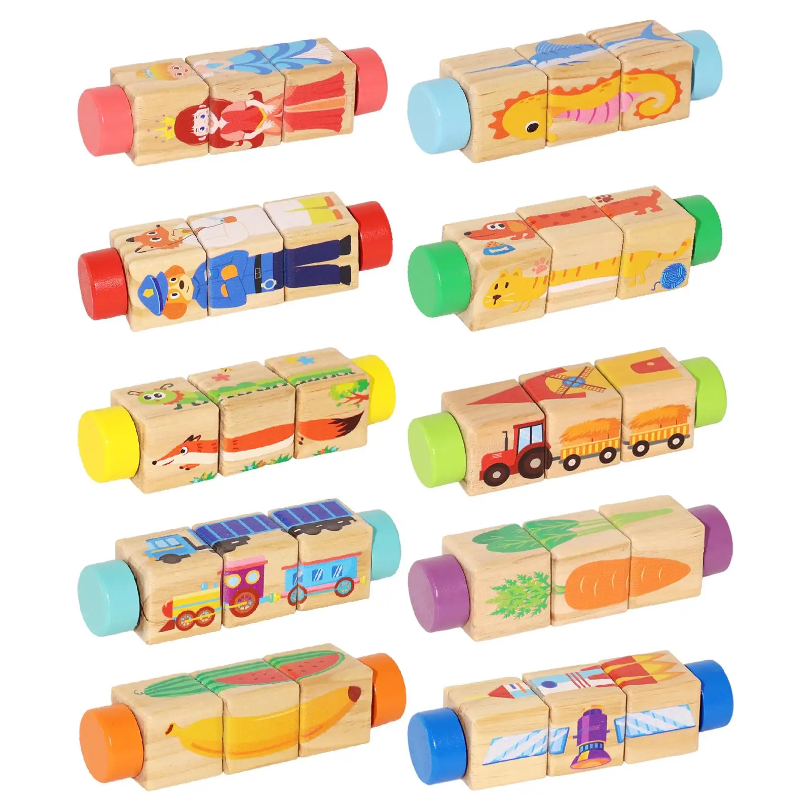 Rompecabezas giratorio de madera infantil – Juego educativo - imagen 5