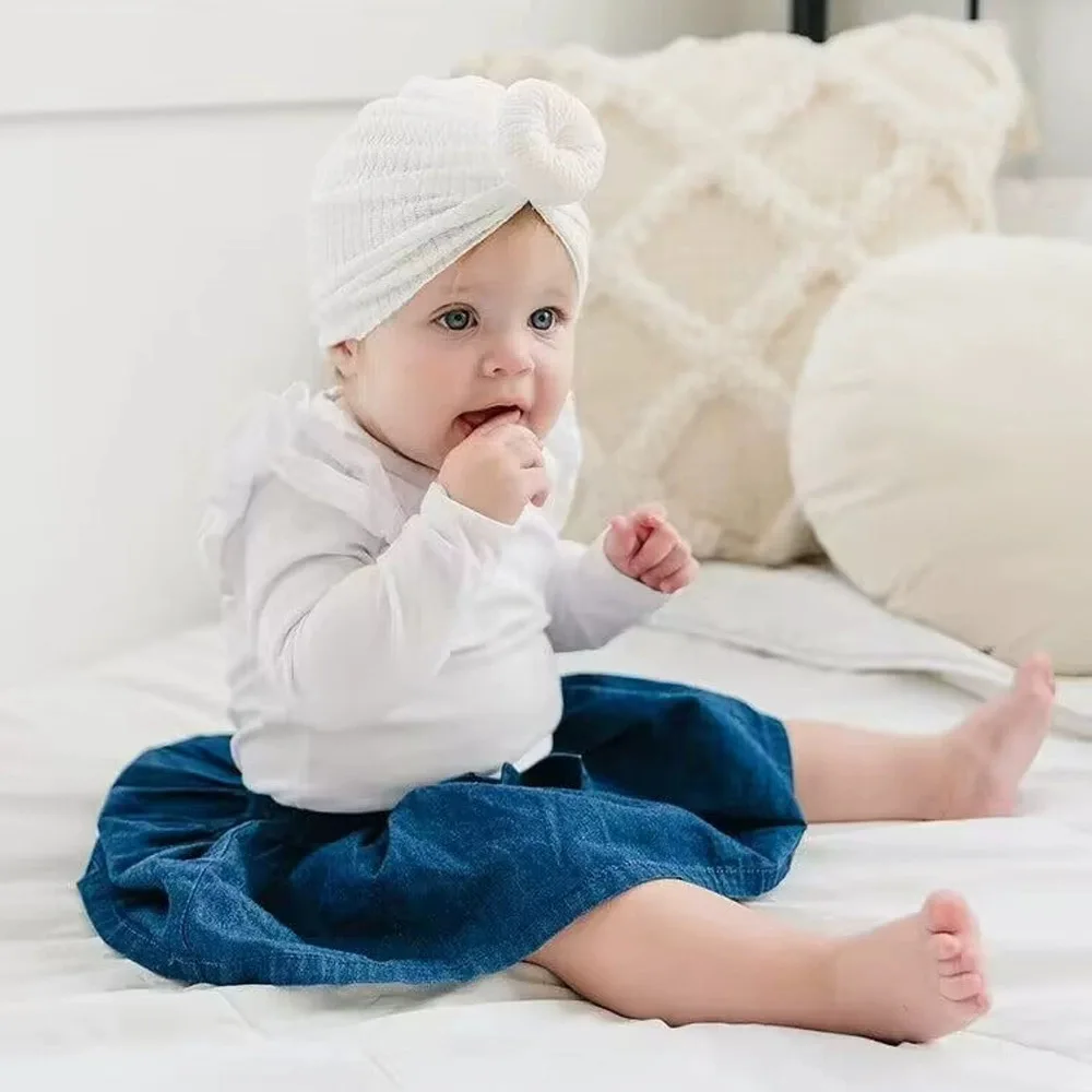 Gorro turbante de punto suave para bebé – Algodón para recién nacido - imagen 5
