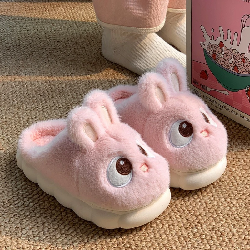 Zapatillas de casa invernal con dibujo de conejo antideslizantes - imagen 5