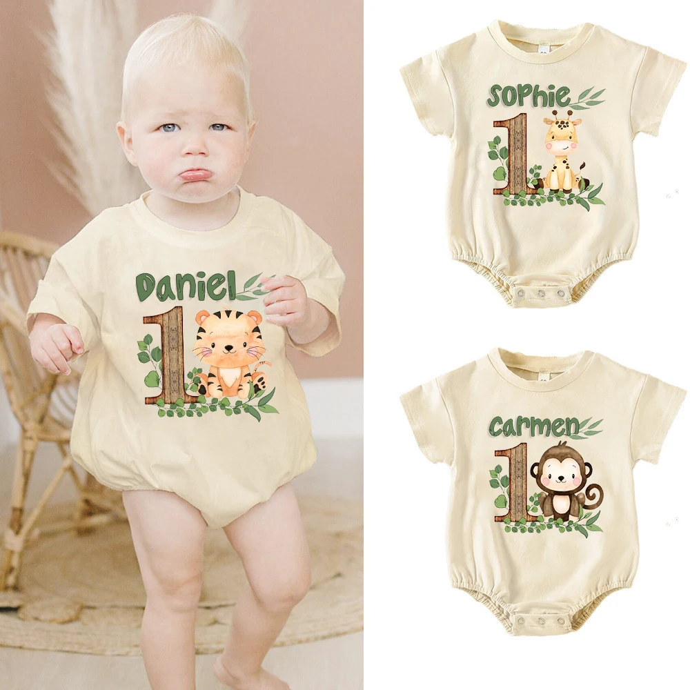 Pelele personalizado para bebé – Tema mono jungla