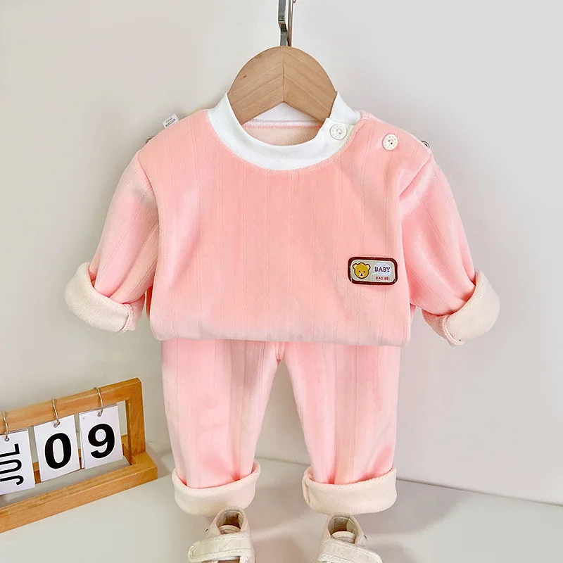 Conjunto de pijama de bebé acolchado grueso, manga larga - imagen 2