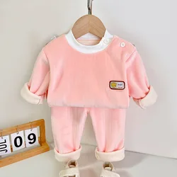 Conjunto de pijama de bebé acolchado grueso, manga larga